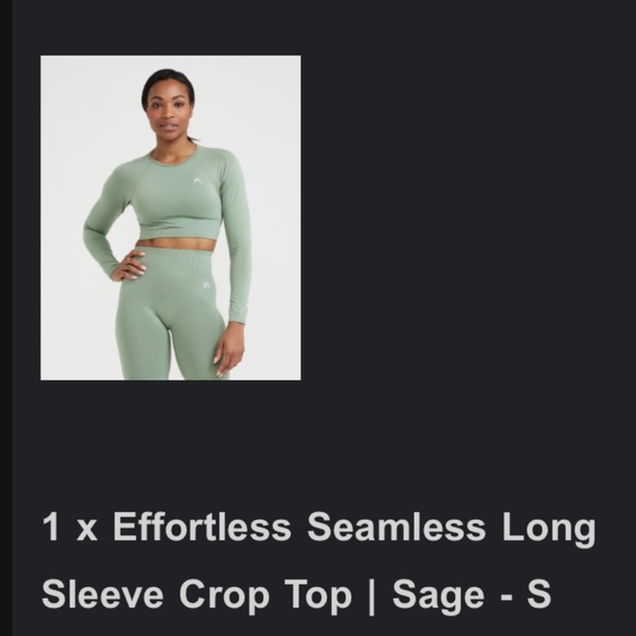 Women's Green Long Sleeve Crop Top - Picture 3 of 3